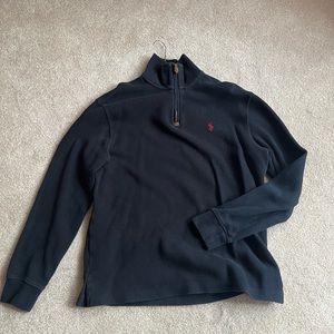 Ralph Lauren Black Polo Quarter Zip with Red Logo